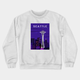 Seatle, USA. Retro travel poster Crewneck Sweatshirt